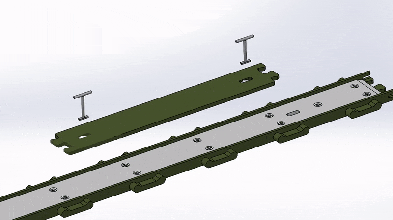 Animated GIF of the XLP30 slider bars being placed on tracks.