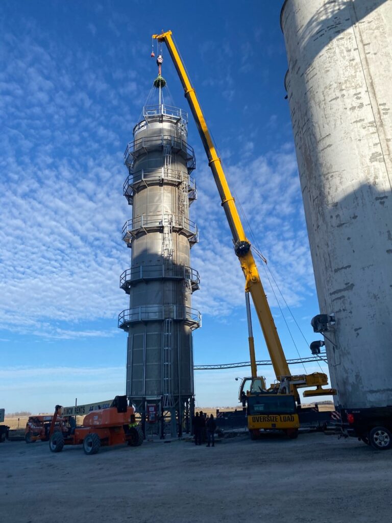 A collector ring from LGH lifting the dome of a silo.