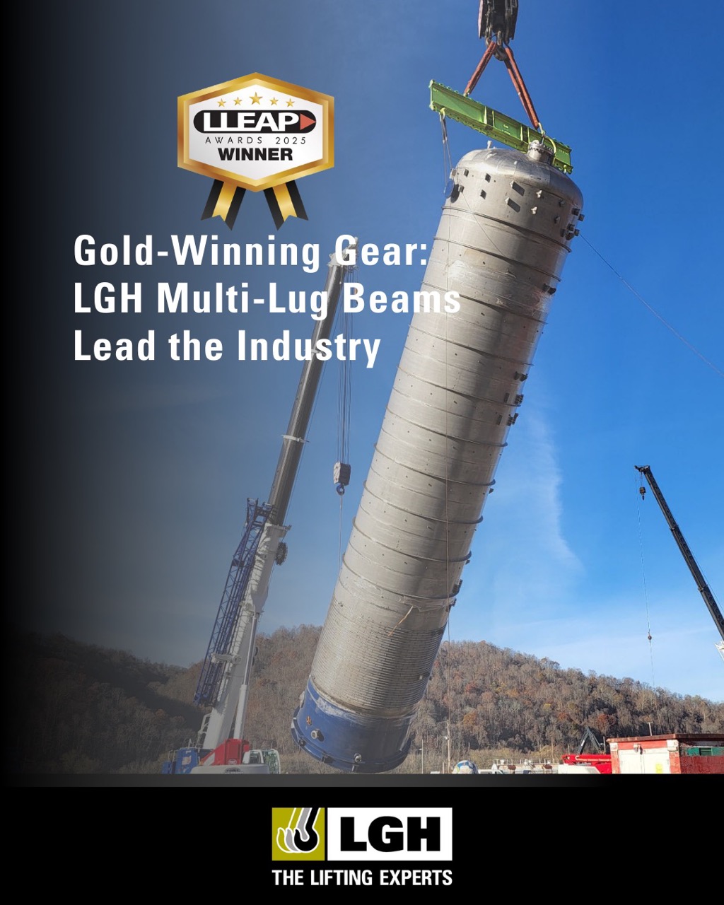 LGH LLEAP gold medal award graphic of multi-lug lifting beam