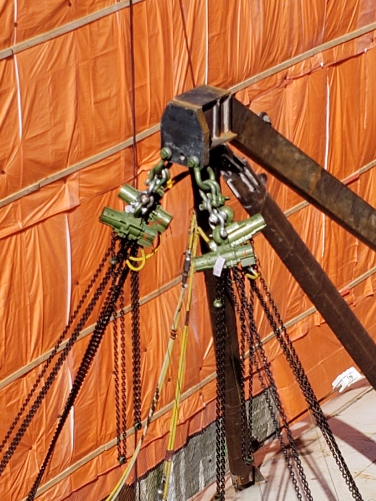 A tunnel boring machine being lifted with rigging and lifting equipment from LGH.