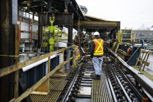Hand chain hoists being used for a infrastructure railway project in New York City