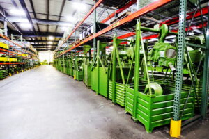 LGH rental center lifting and rigging equipment in storage between rentals