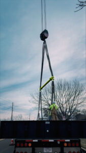 Modulift spreader beam and slings used to support the installation of new generators and fuel tanks